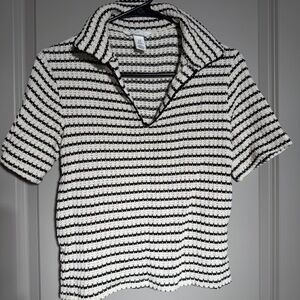 H&M Striped Knit Collared Top – XS